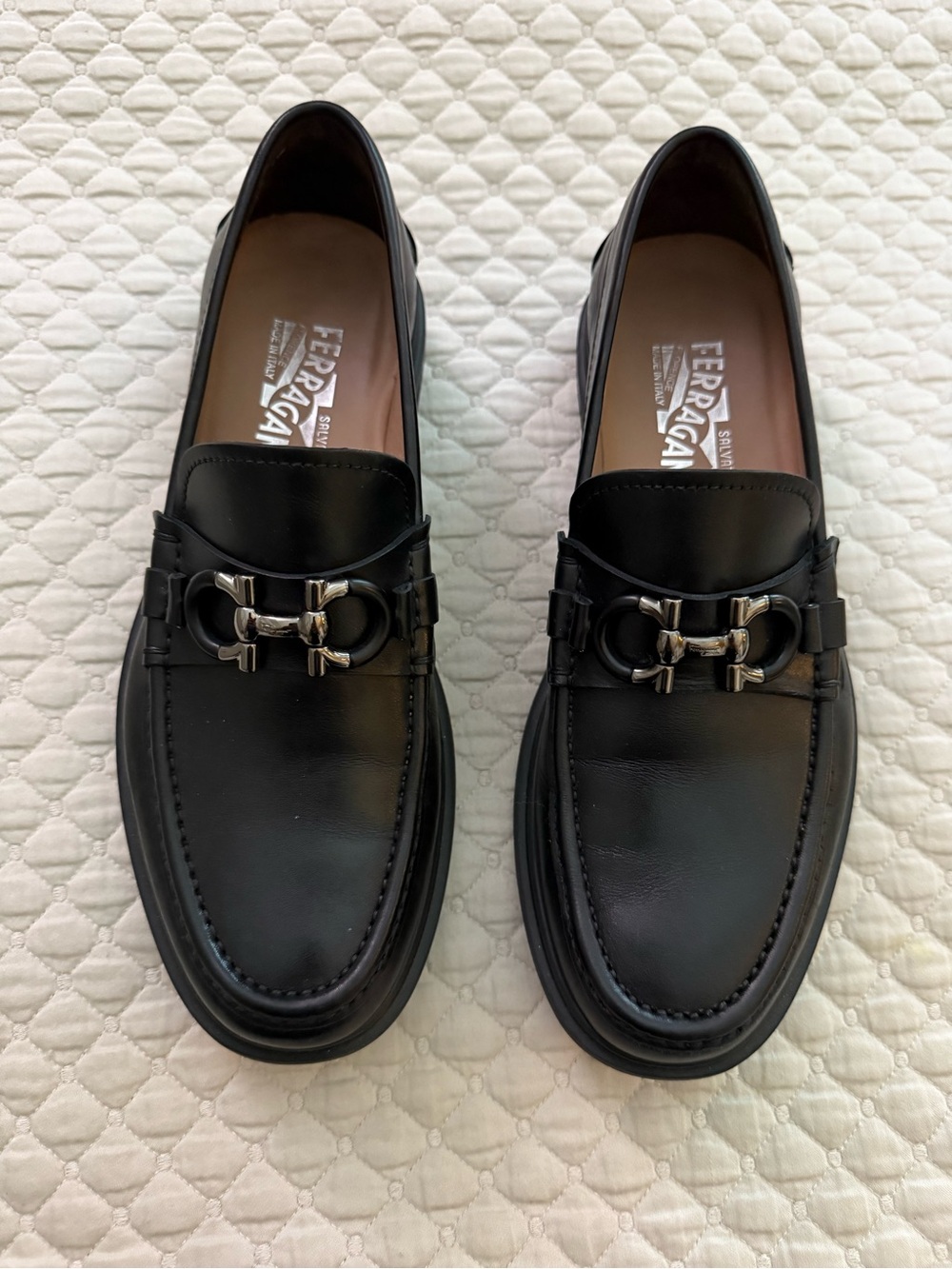 Salvatore Ferragamo Black Leather Bit-Detail Men’s Loafers